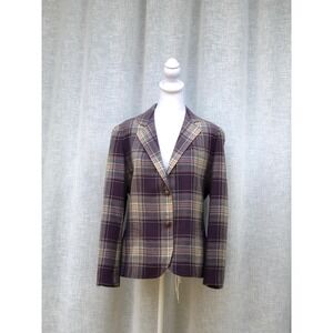 Sports Galore purple and blue  plaid 2 button single breasted blazer jacket